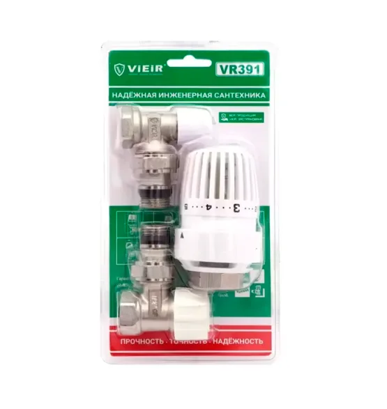 Комплект терморегулирующий угловой Vieir VR391, 1/2″
